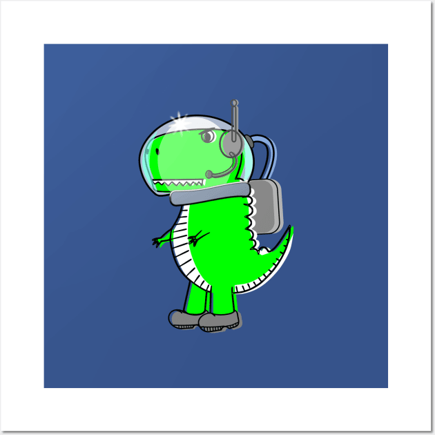 Cute Astronaut T-Rex Dinosaur Wall Art by Braznyc